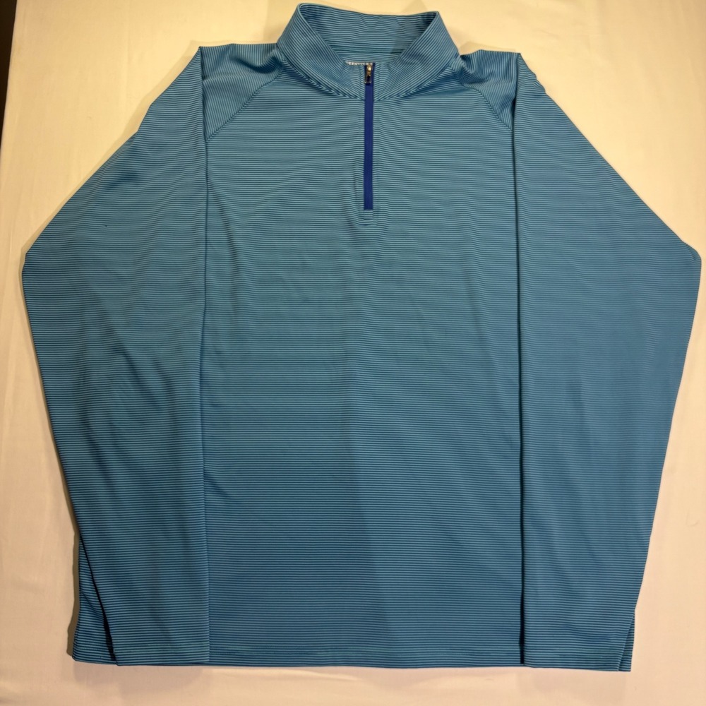 Holderness & Bourne DryLuxe Performance 1/4 Zip Golf Pullover Blue Striped XL
